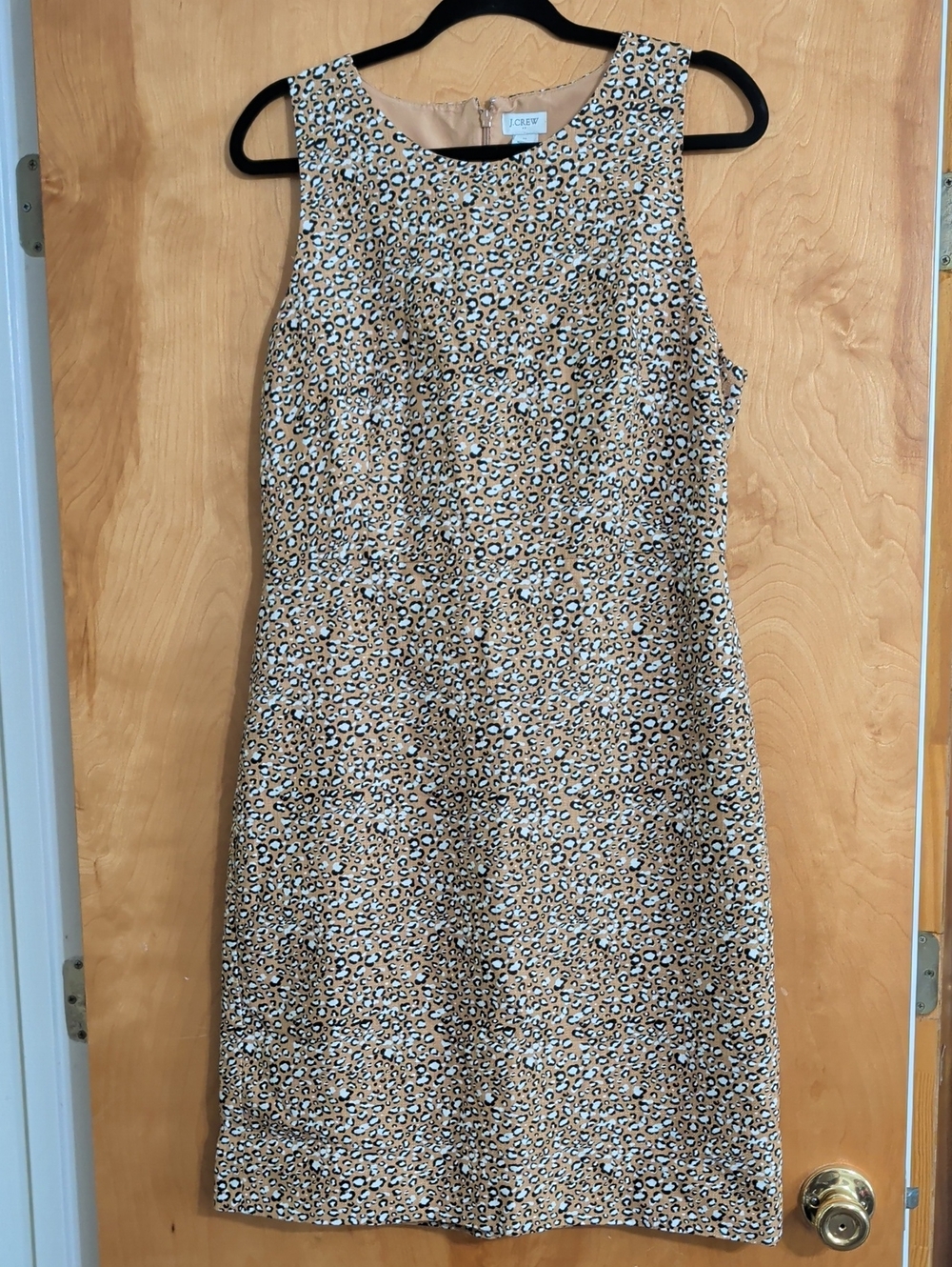 J. Crew Tan and Black Leopard Midi Sheath Dress